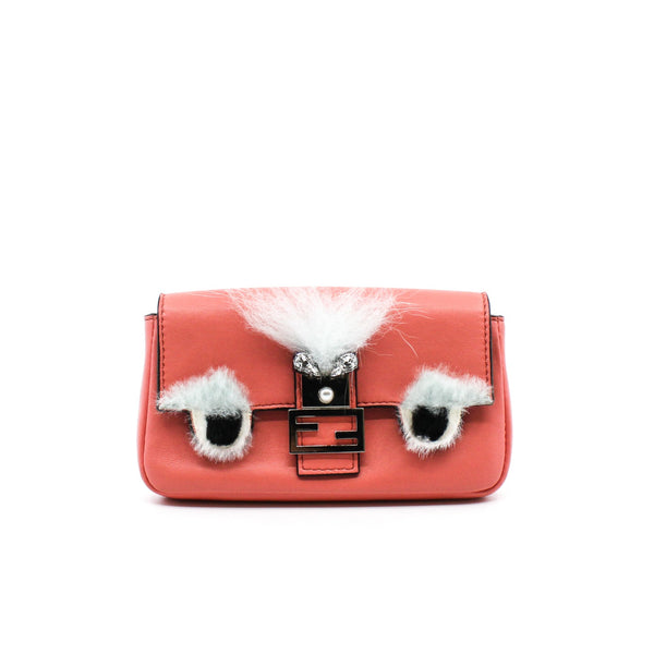 mini baguette orange pink owl fur - L'UXE LINK