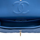 thumbnail Medium Classic In Blue Caviar Leather Double Flap Bag GHW Seri 29 - L'UXE LINK