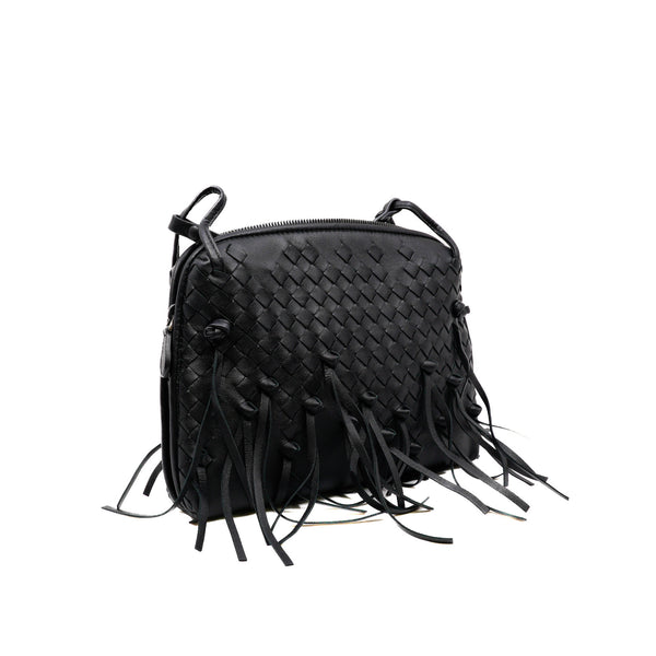 Nodini Fringe Black Leather Crossbody Bag - L'UXE LINK