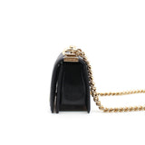 thumbnail Mini Leboy Chevron In Black Calfskin Leather Flap Bag GHW Seri HK8HXXXX - L'UXE LINK