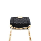 thumbnail Mini Leboy Chevron In Black Calfskin Leather Flap Bag GHW Seri HK8HXXXX - L'UXE LINK