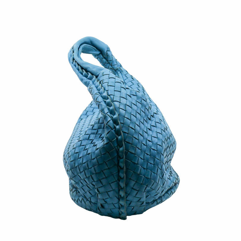 Woven Leather Tote Bag PM Blue - L'UXE LINK