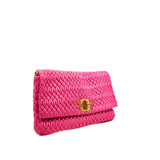 thumbnail Pink Nappa Iconic Crystal Cloque Flap Shoulder Bag GHW With Strap - L'UXE LINK