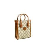 thumbnail Mini Tote Bag With Interlocking G In Beige And Ebony GG Supreme Canvas GHW - L'UXE LINK