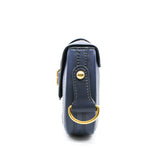 thumbnail D-Fence In Navy Calfskin Saddle Bag GHW With Strap - L'UXE LINK