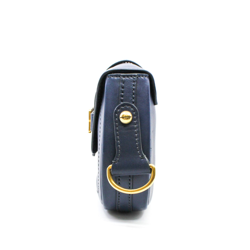 D-Fence In Navy Calfskin Saddle Bag GHW With Strap - L'UXE LINK