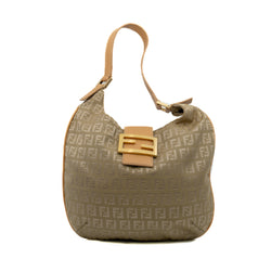 Croissant Vintage Beige Cloth FF Handbag GHW