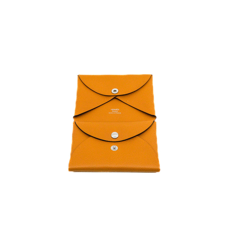 Calvi Duo Compact Card Holder Evercolor Leather In Caramel - L'UXE LINK