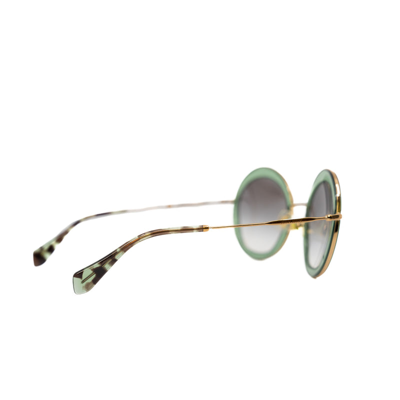 Green And Gold SMU 50Q Round Sunglasses - L'UXE LINK