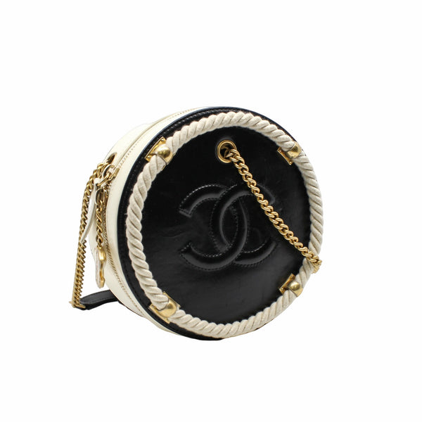 round side bag black with tweed  ghw seri 27 - L'UXE LINK