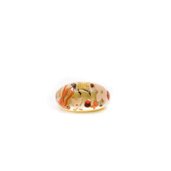 White Resin Gold Monogram Inclusion Ring Size S