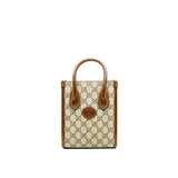 thumbnail Mini Tote Bag With Interlocking G In Beige And Ebony GG Supreme Canvas GHW - L'UXE LINK