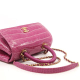 thumbnail Small Coco Handle In Hot Pink Alligator Handbag GHW Seri 24 - L'UXE LINK