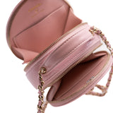 thumbnail Mini CC Round Wax Pink Leather Handle Vanity Bag Seri N43N - L'UXE LINK