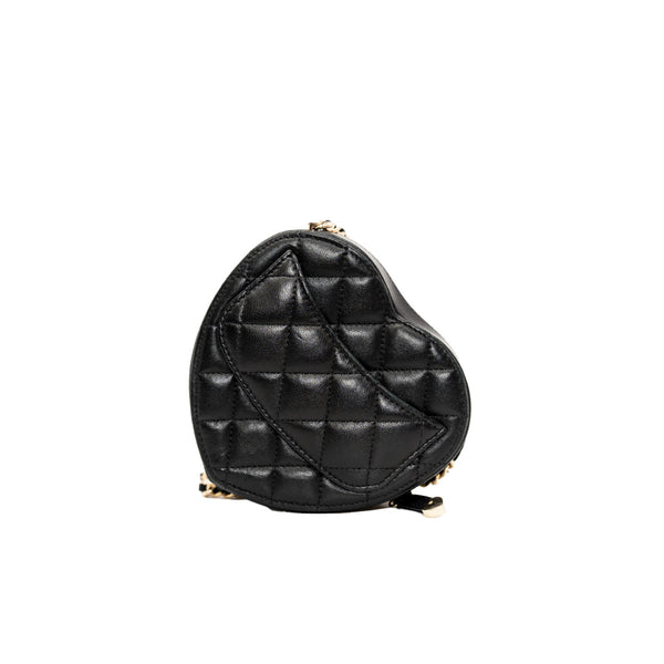 CC In Love Heart Clutch With Chain Black Lambskin GHW Seri 31 - L'UXE LINK