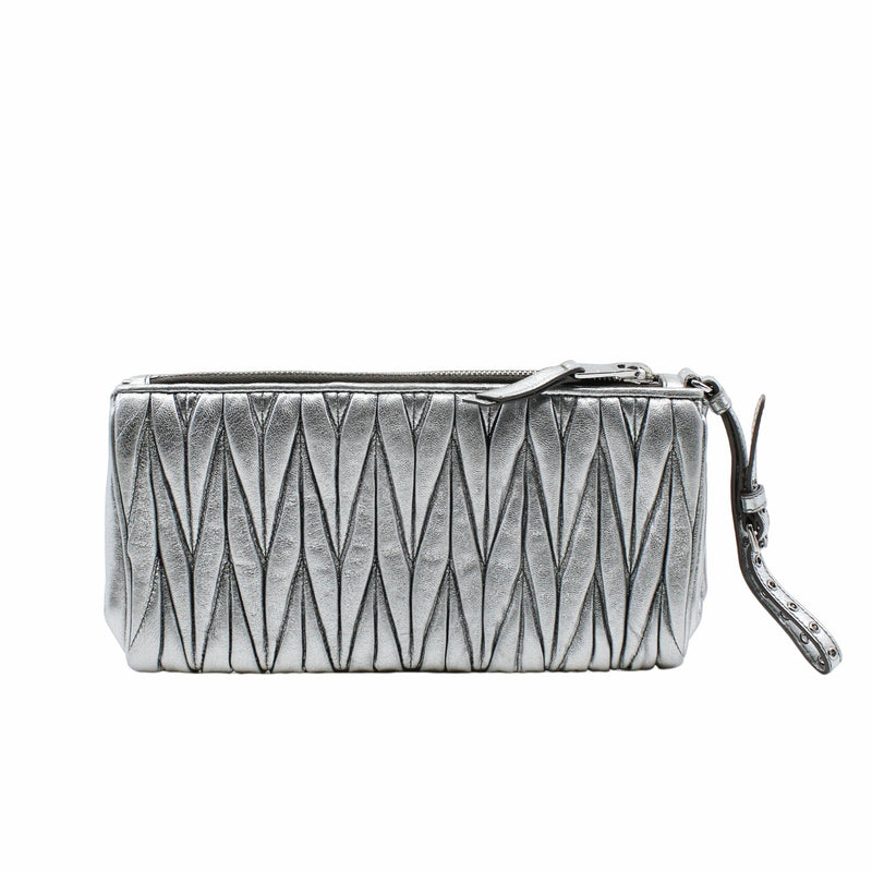 clutch leather  silver phw