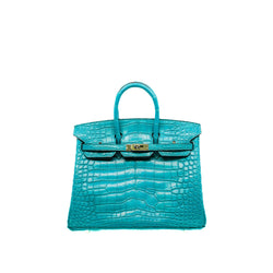 Birkin 25 Alligator Leather In 7F Blue Paon SHW X Stamp