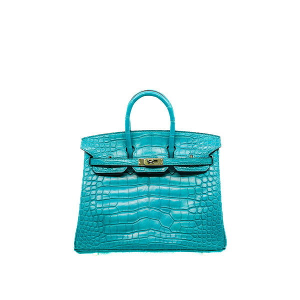 Birkin 25 Alligator Leather In 7F Blue Paon SHW X Stamp - L'UXE LINK