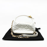 thumbnail Small Perfect Meeting White Lambskin Quilted Hobo Bag With Chain Seri 29