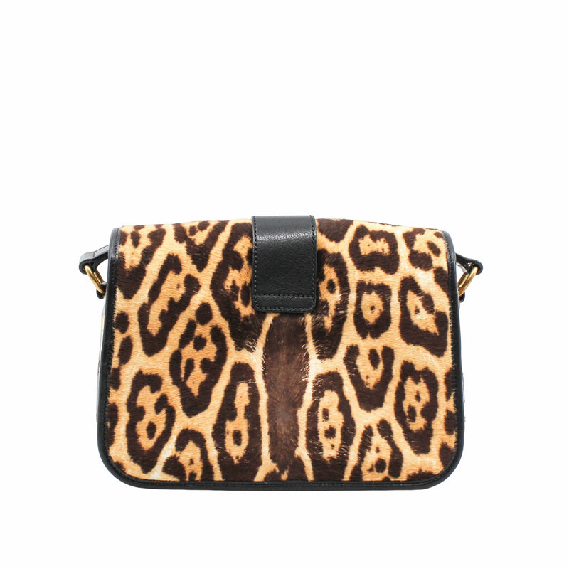 ysl flap bag leopard point  fur with strap