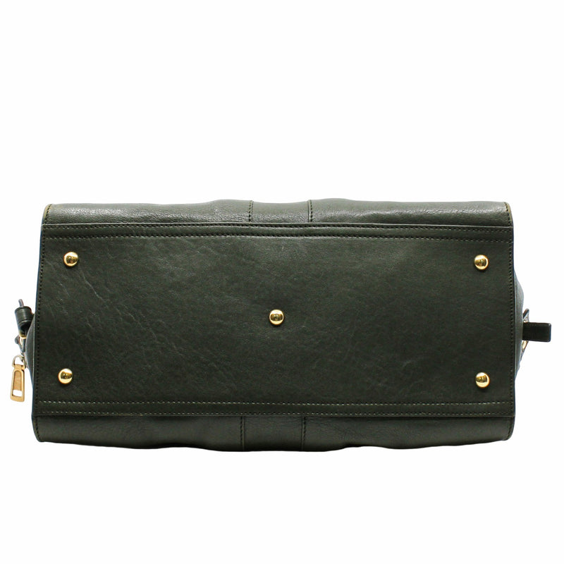 Chyc Cabas Tote  Medium green Leather Aged Gold - L'UXE LINK