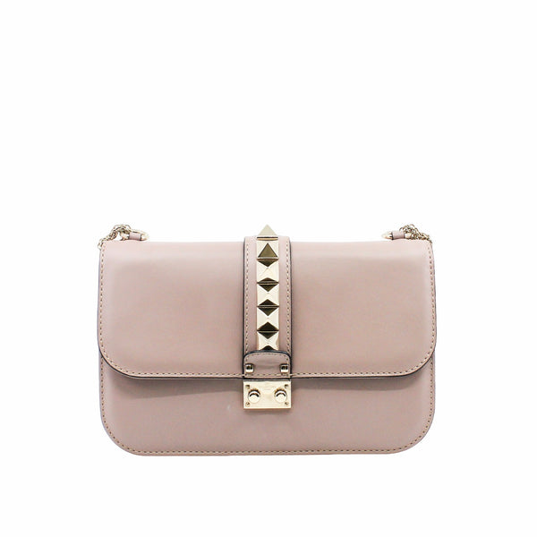 ROCKSTUD LOCK GLAM medium leather pink ghw - L'UXE LINK