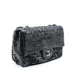 thumbnail Jumbo Black Sequin Lambskin Moonlight On Water Single Flap Bag Seri 15 - L'UXE LINK