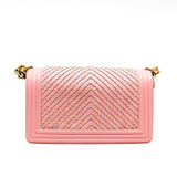 thumbnail Medium Leboy In Pink Lambskin Leather Shoulder Bag With Multicolor Chain GHW Seri 27