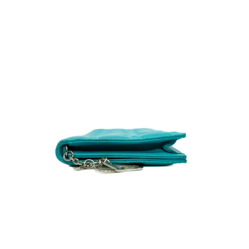 Cannage Lambskin Lady Dior Aqua Green Clutch 2014 (No Chain Strap)