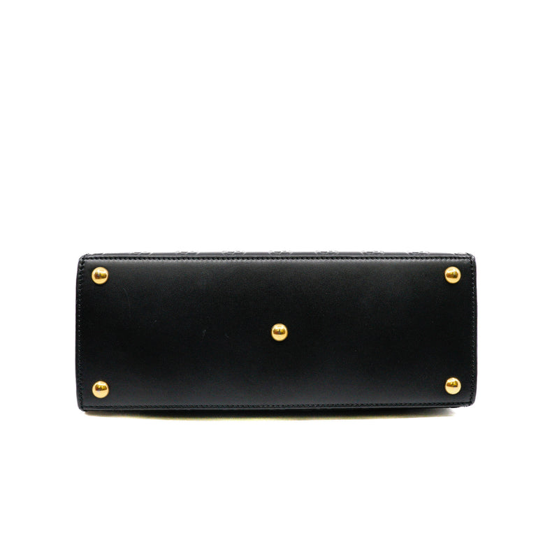 padlock top handle bag in double G leather black ghw - L'UXE LINK