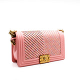 thumbnail Medium Leboy In Pink Lambskin Leather Shoulder Bag With Multicolor Chain GHW Seri 27