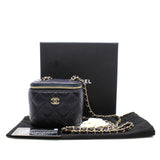 thumbnail Mini Navy Vanity Case In Caviar Leather Quilted Bag GHW With Chain Seri 29 - L'UXE LINK