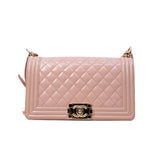 thumbnail Medium Leboy Iridescent Pink Shiny Calfskin Quilted Flap Bag GHW Seri 22