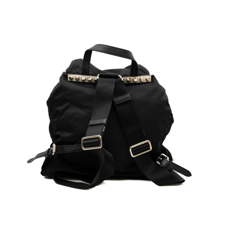 Nylon New Vela Studded backpack in black and red PHW