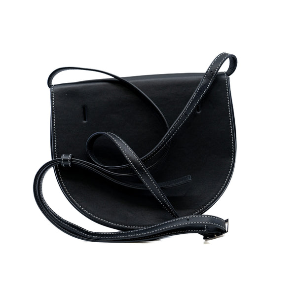 Heel Black Leather Saddle Bag