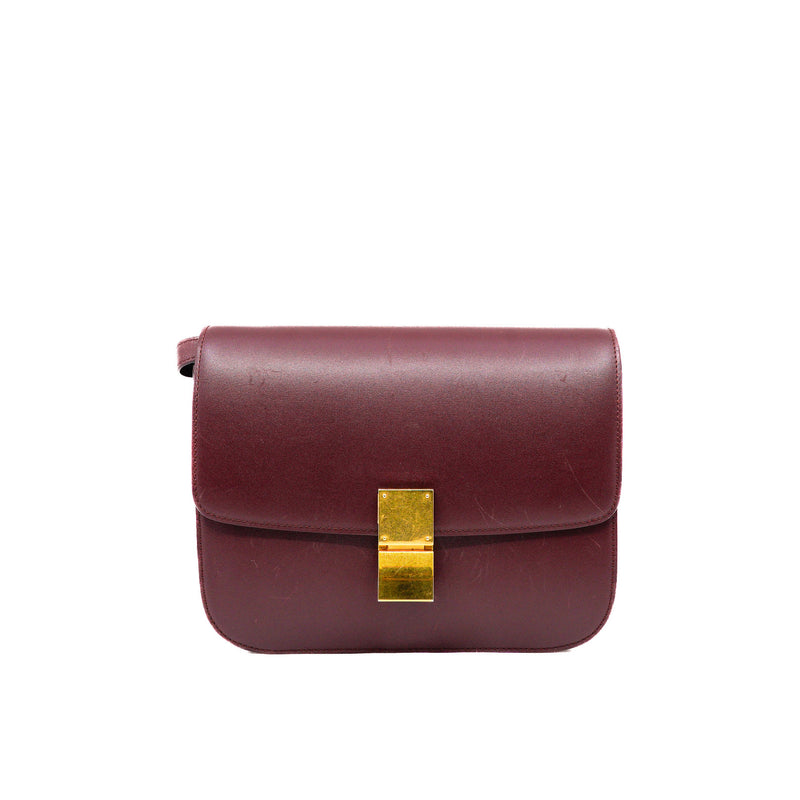 Medium Classic Box Burgundy Calfskin Crossbody Bag - L'UXE LINK