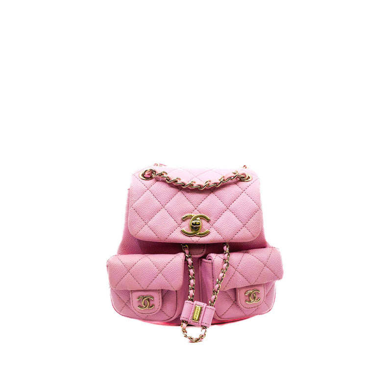 Small Duma Pockets Drawstring In Pink Caviar Leather Backpack GHW Seri CE25XXXX - L'UXE LINK