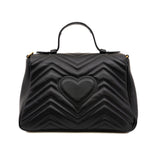 thumbnail GG Marmont Top Handle Matelasse Leather Flap Bag Black GHW With Strap - L'UXE LINK