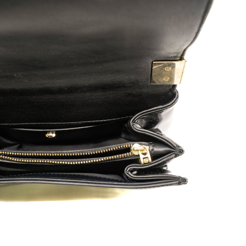 Black Patent Leather Medusa Chain Clutch GHW - L'UXE LINK