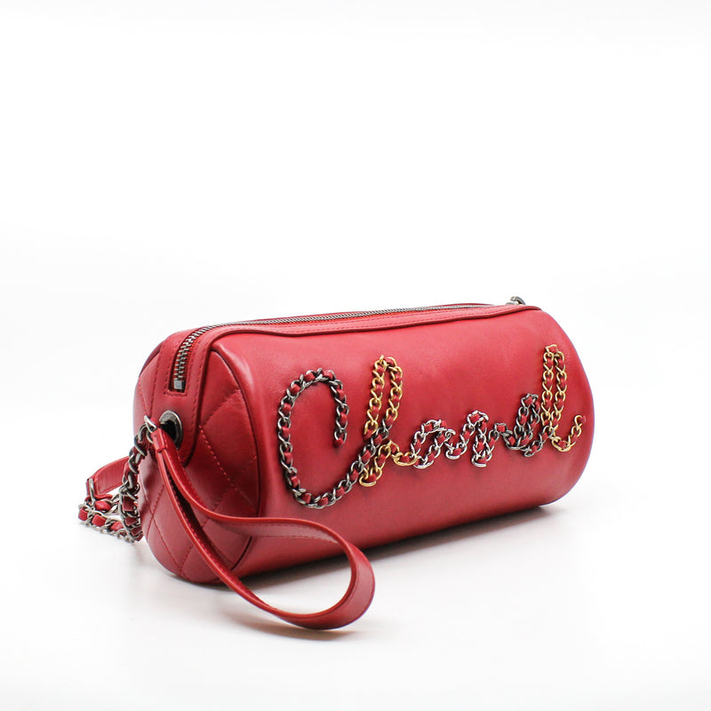 Written In Chain Red Calfskin Bowling Bag Multi Hardware Seri 29