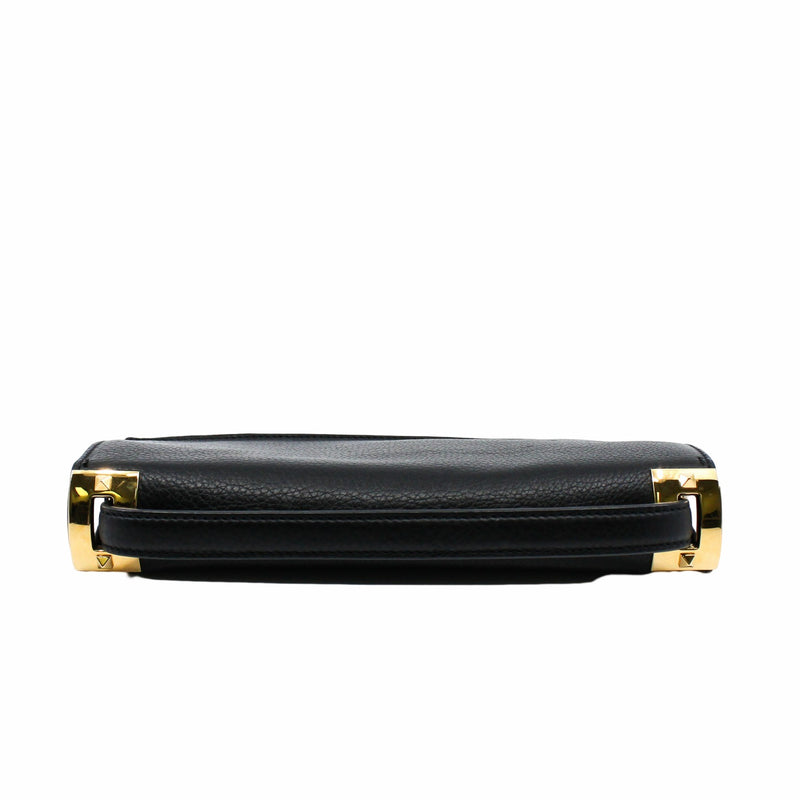 clutch bag leather black ghw - L'UXE LINK