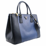 thumbnail Saffiano Lux Double Zip Tote Large blue navy ghw - L'UXE LINK