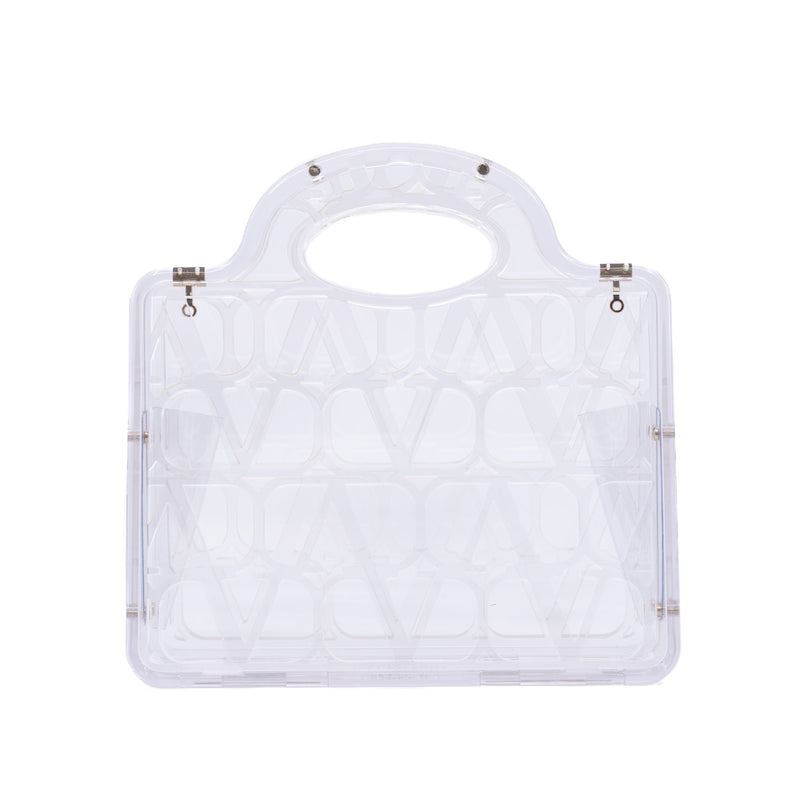 Valentino Garavani Mini Le Troisieme Clear Acrylic Tote With Strap