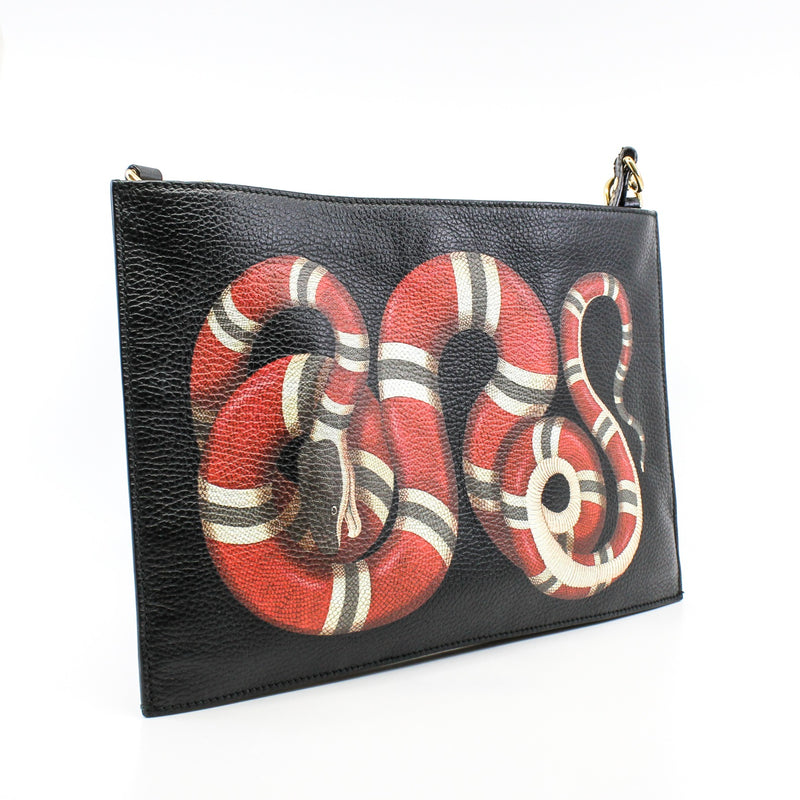 shoulder  bag snake print leather ghw