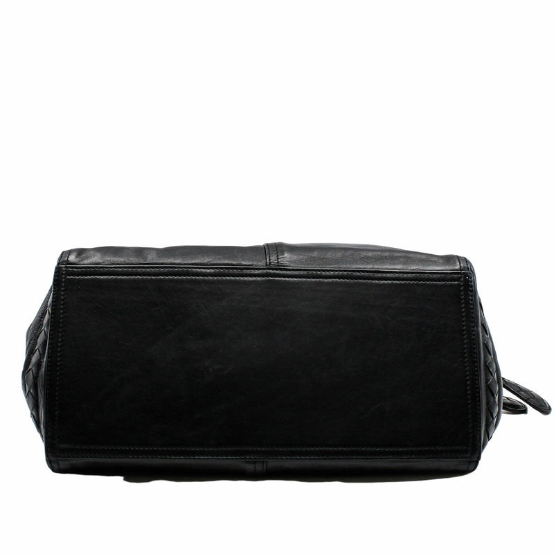 RUCHED TOTE BAG leather black - L'UXE LINK