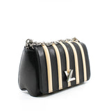 thumbnail GO-14 Malletage PM Black Beige Lambskin Patent Leather Rayures Bag PHW - L'UXE LINK