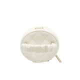 thumbnail Mini Vanity Case White Lambskin Quilted Ruched Handle Seri 32 GHW - L'UXE LINK