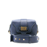 thumbnail D-Fence In Navy Calfskin Saddle Bag GHW With Strap - L'UXE LINK