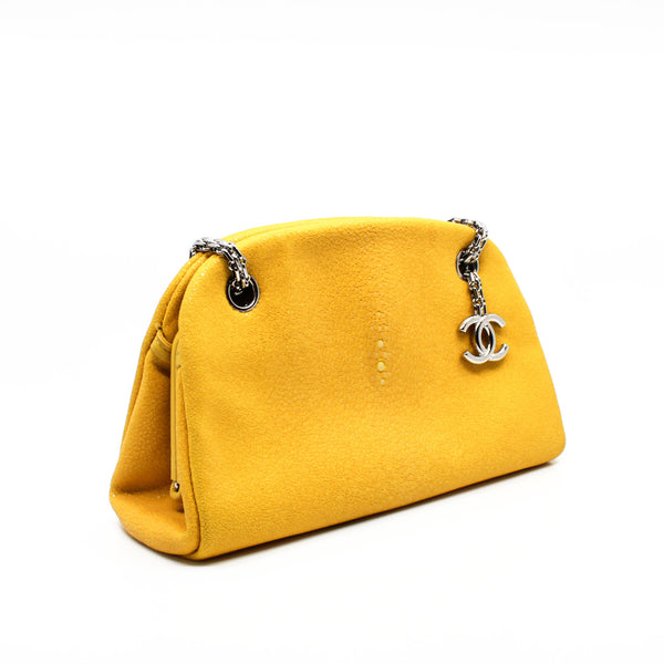 Small Bowling In Yellow Stingray Skin Shoulder Bag PHW Seri 15 - L'UXE LINK