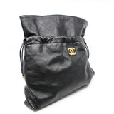 thumbnail CC Logo Black Calfskin Leather Bucket Bag GHW - L'UXE LINK